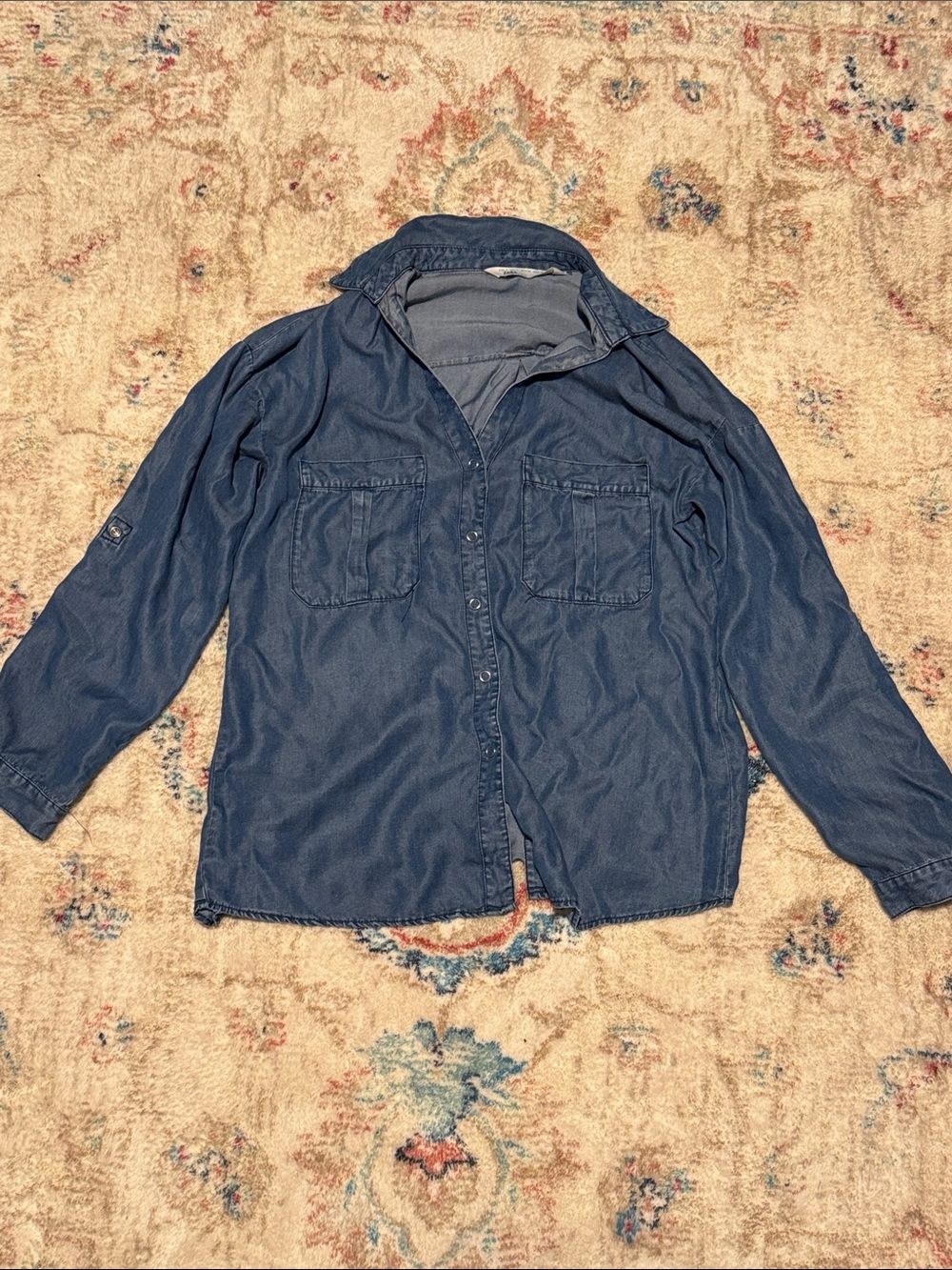 Zara Dark Blue Lightweight Button-Up Shirt Jacket